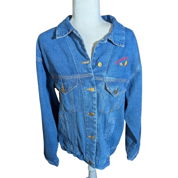 Vtg Disney Winnie The Pooh Denim Trucker Jean Jacket Honeypots Embroidery Sz L - Picture 2 of 11